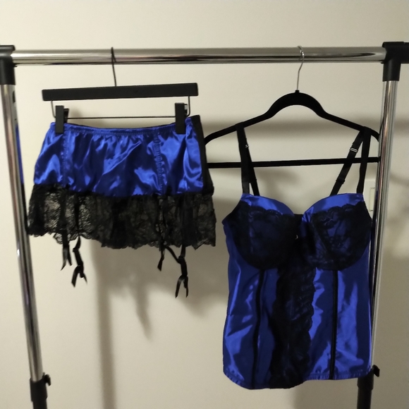 Cacique Satin & Lace Bustier / Corset & Garter Skirt Set Sz 18/20 - Picture 15 of 16